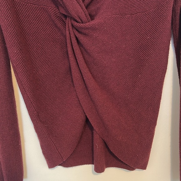 Halogen Burgundy Off-Shoulder Cashmere Blend Sweater, Small - Picture 7 of 10